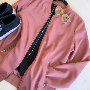 Mauve Pink Light Weight Bomber Jacket